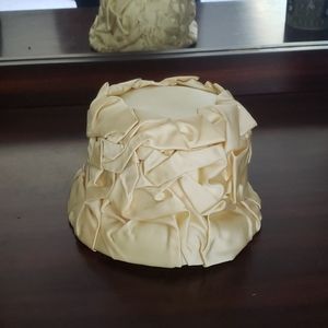 Vintage Cream Satin Ruffle Hat